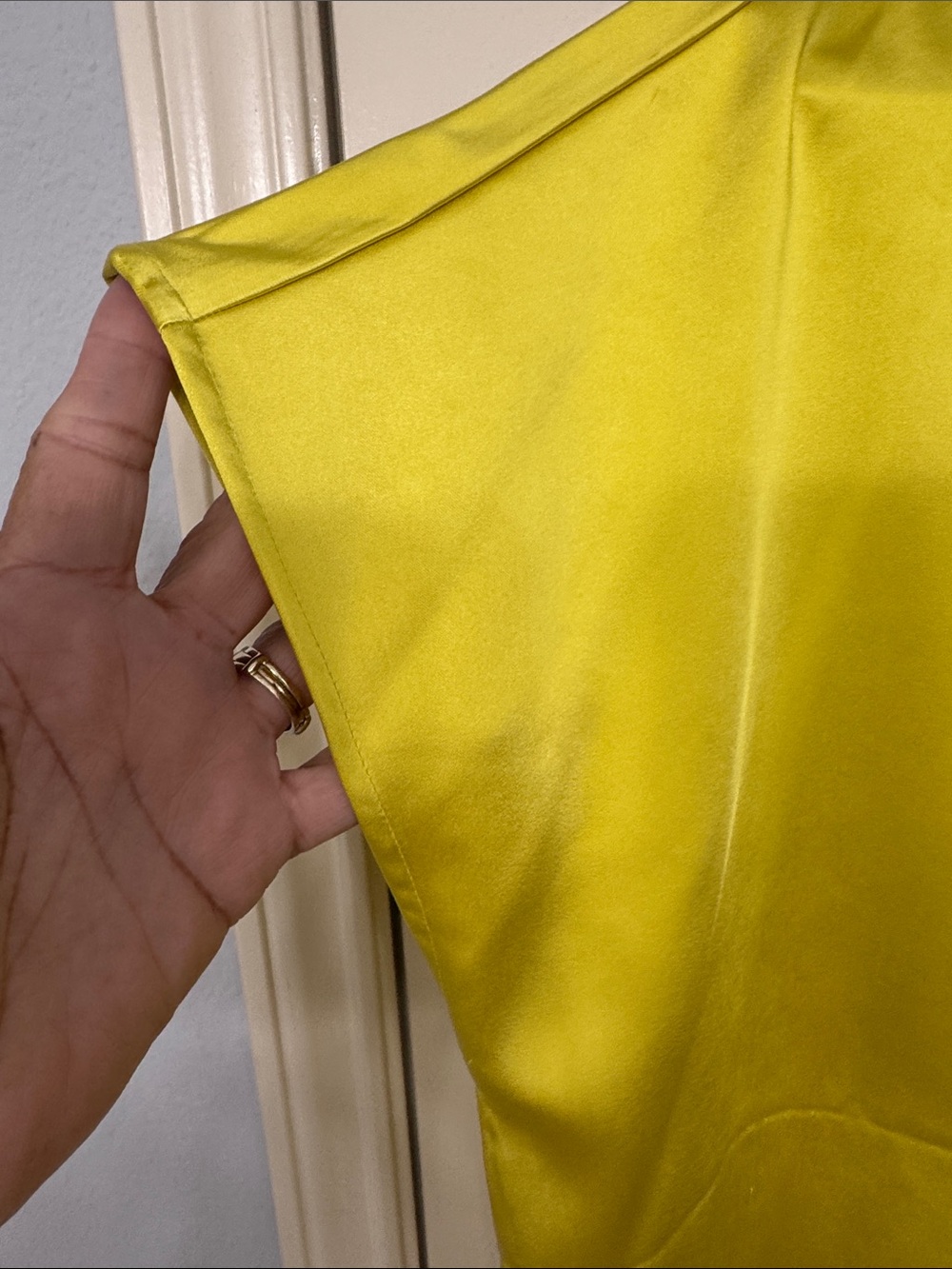 Free Assembly Satin Boxy Short-Sleeve Blouse in Yellow - Picture 3 of 4